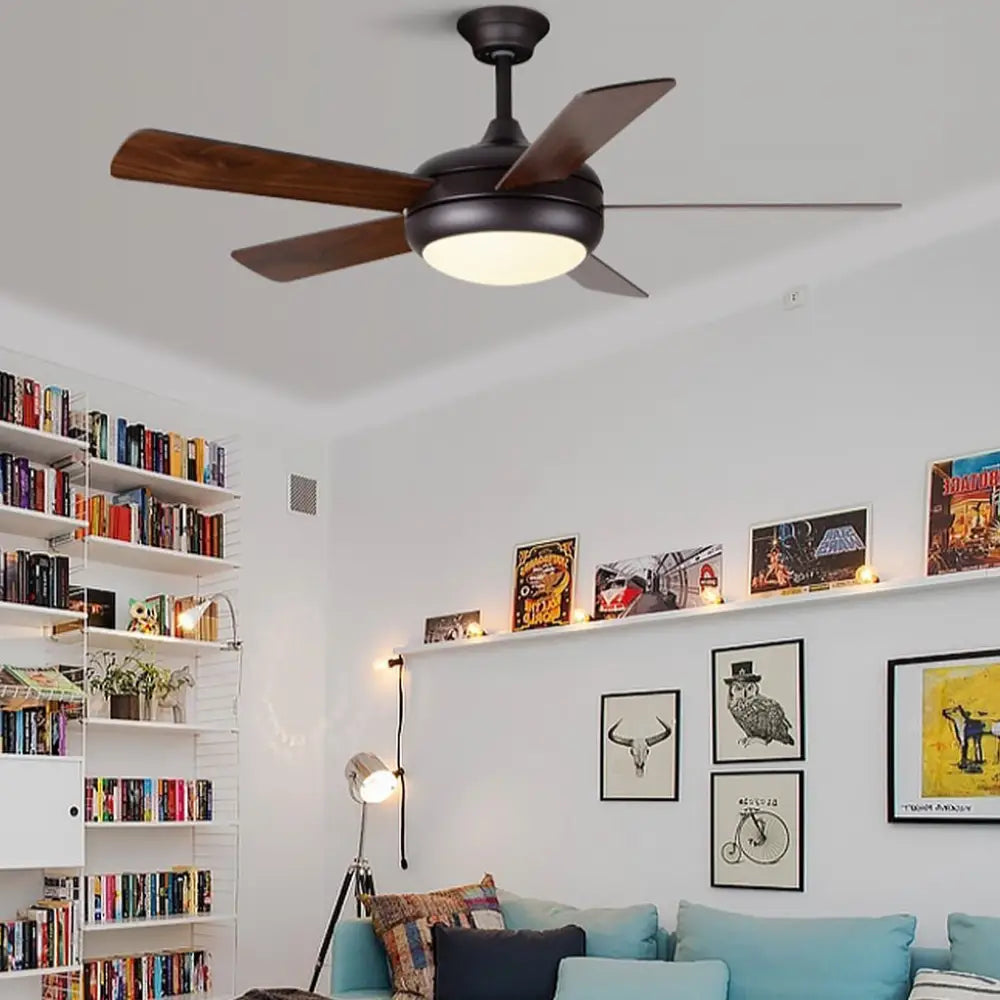 Retro Wood Fan Blade Ceiling with Lights - Lighting > Fans