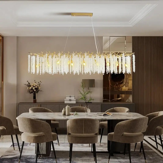 Round Gold Crystal Branch Chandelier - Home & Garden > Lighting Fixtures Chandeliers