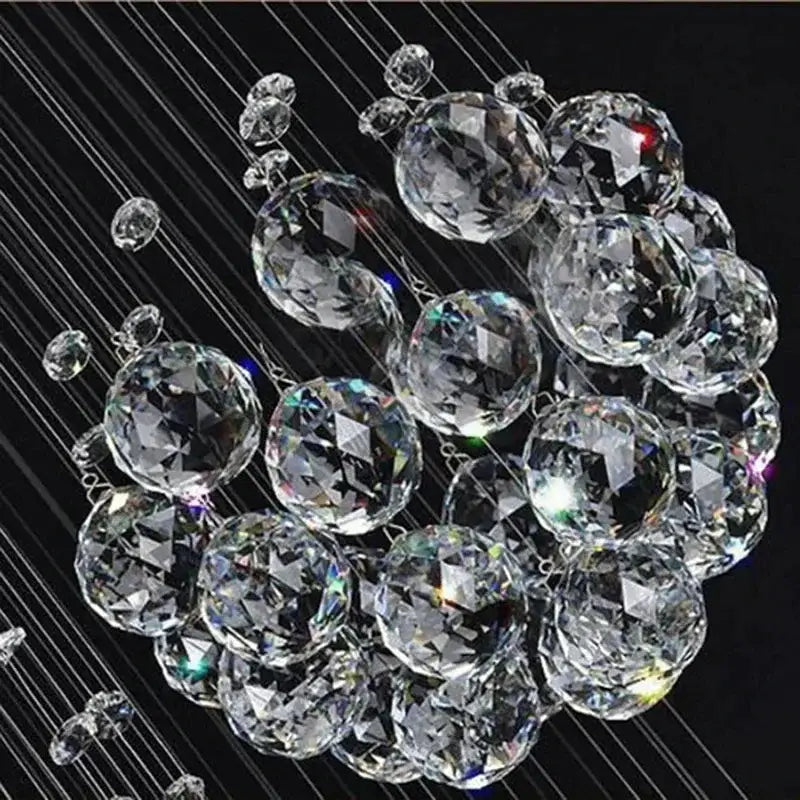 Spiral Raindrop Crystal Ball LED Staircase Chandelier - Home & Garden > Lighting Fixtures