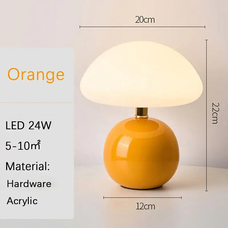 USB Mushroom Table Lamp - Decorative Lighting - WH / Orange--D12CM - > & Floor Lamps lamps