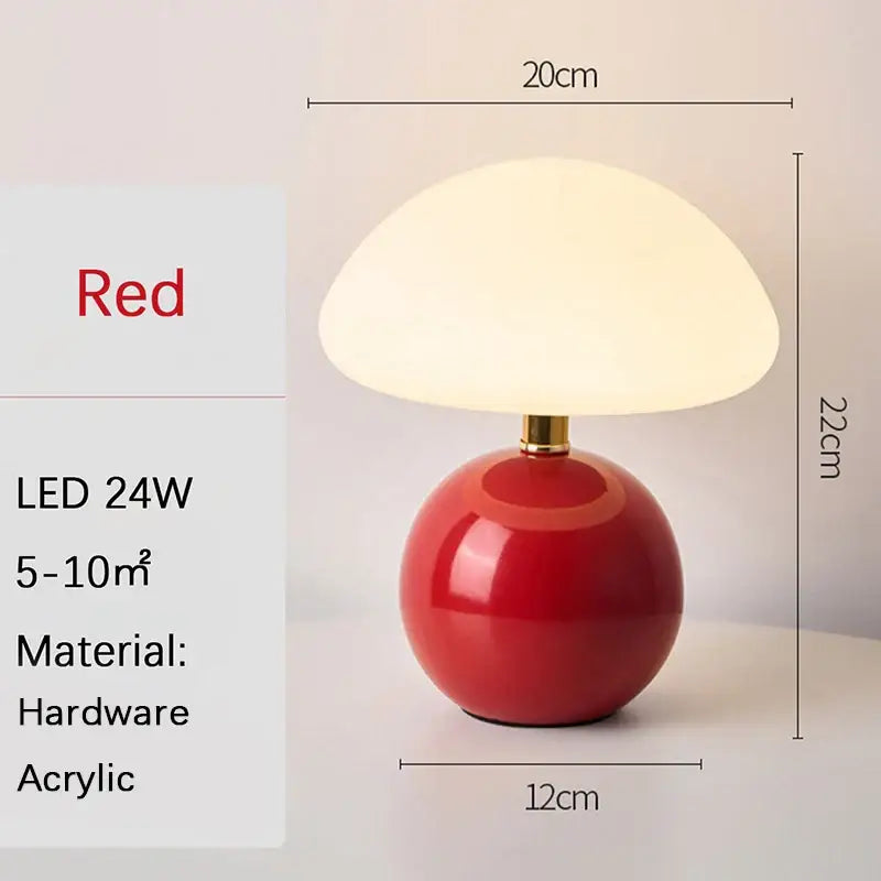 USB Mushroom Table Lamp - Decorative Lighting - WH / Red--D12CM - > & Floor Lamps lamps