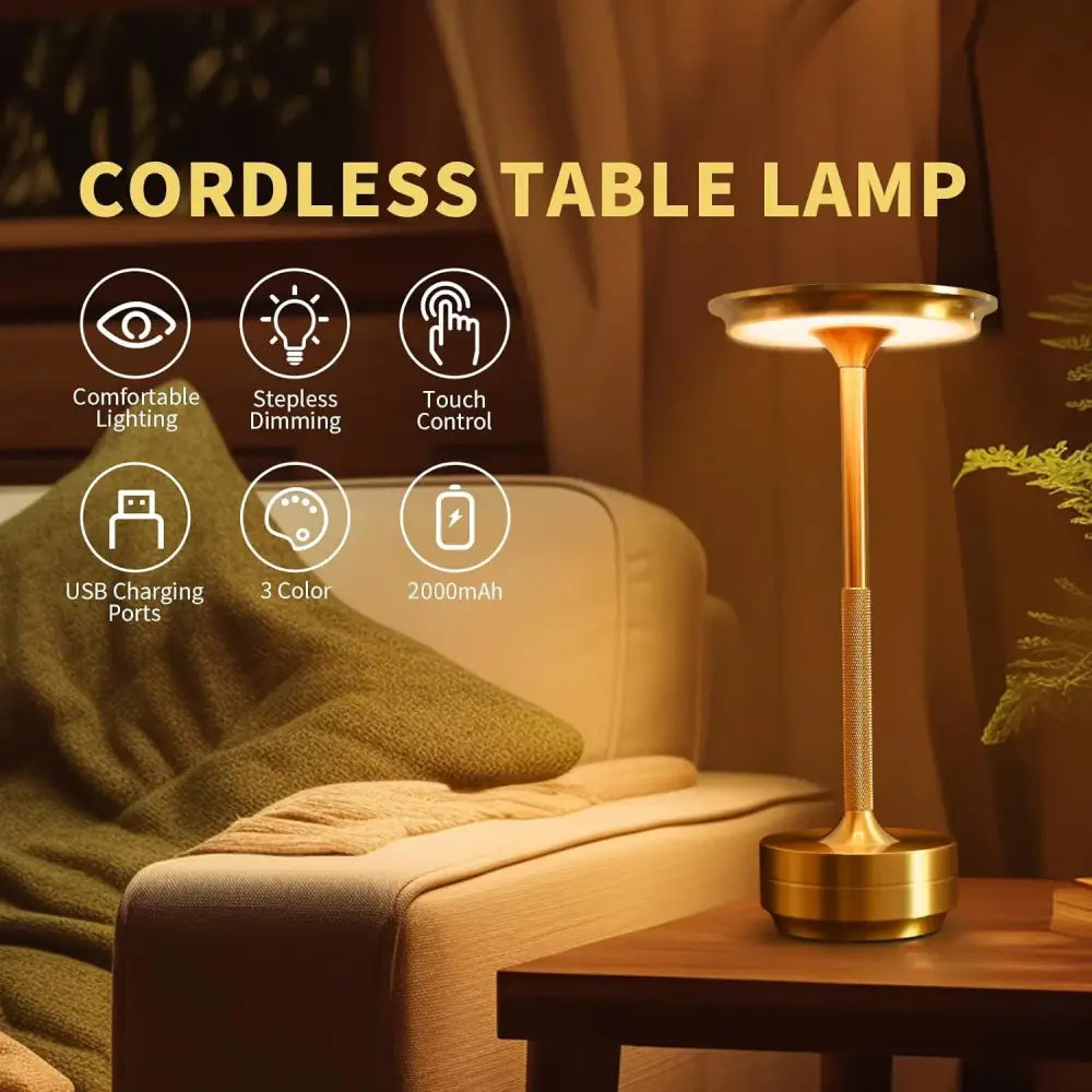 Wireless Aluminum LED Desk Lamp with Touch Control - Lighting > Table & Floor Lamps lamps