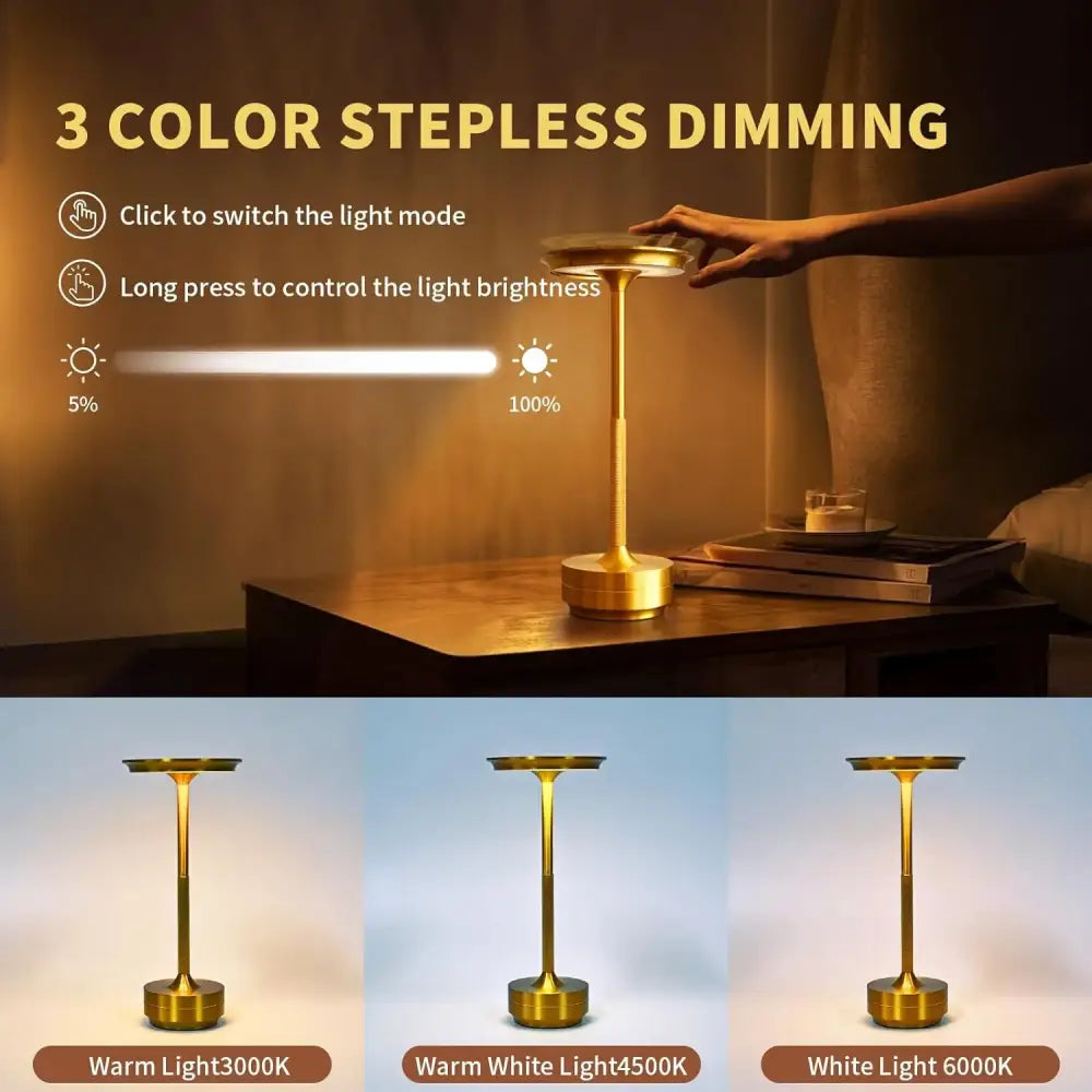 Wireless Aluminum LED Desk Lamp with Touch Control - Lighting > Table & Floor Lamps lamps