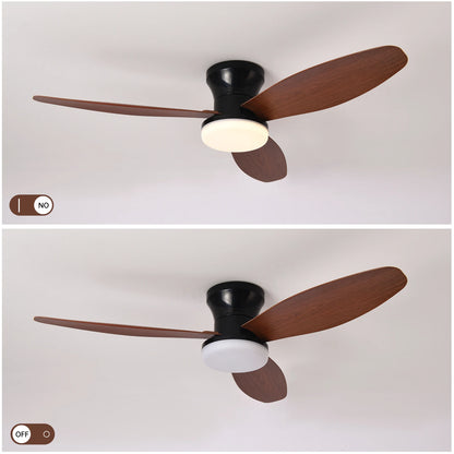 Black and brown ceiling fan with integrated light remote control 3-color 6-speed for versatile room cooling