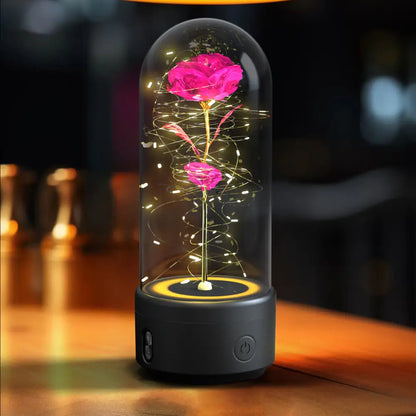 2-in-1 Rose LED Light & Bluetooth Speaker Gift - Black Base Color Flower - Lighting >