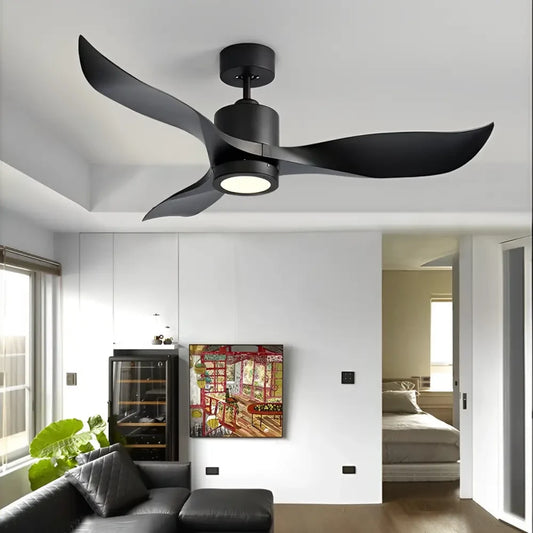 3 Blades LED Nordic Ceiling Fan with Remote and Light - Black - Lighting > lights Fans
