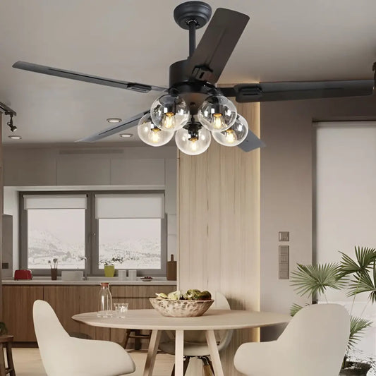 42 Inch 5 Lights Nordic Ceiling Fan Light with Remote - Without Control - Lighting >