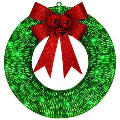50CM LED Christmas Garland Wreath with Bowknot - Home & Garden > Decor Seasonal Holiday
