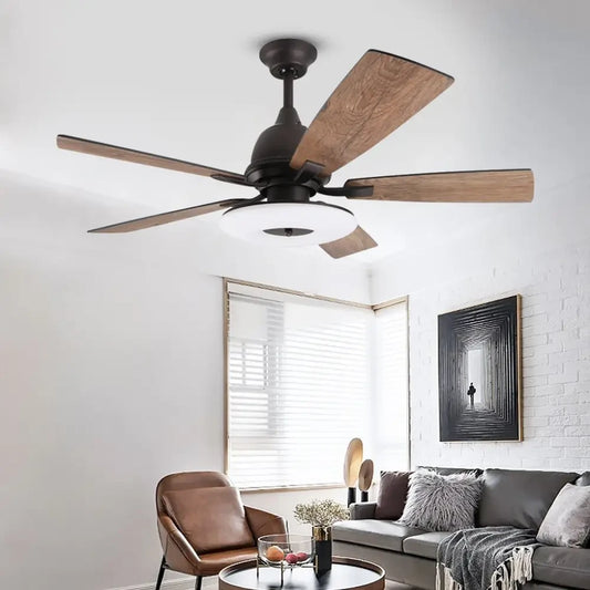 52 Inch LED Nordic Retro Ceiling Fan with Remote - Lighting > lights Fans