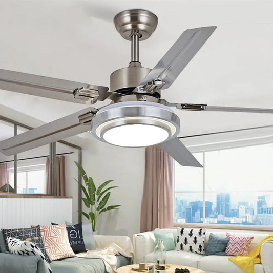52 Inch Nordic Remote Control Ceiling Fan Light - Silver / 52’’/132.08cm Lighting >