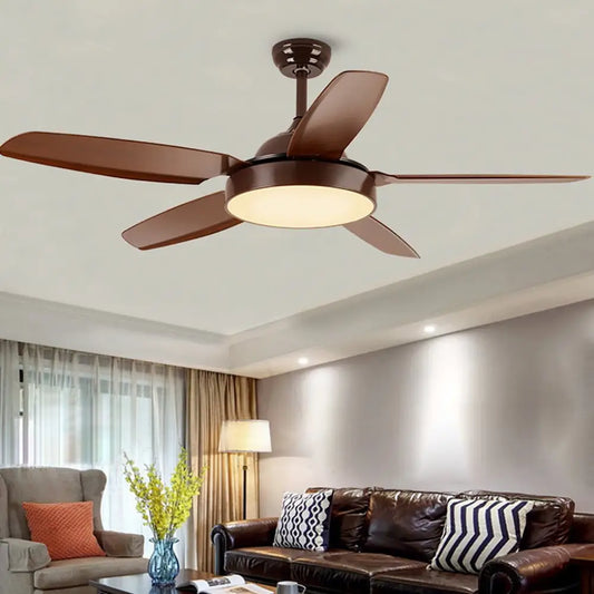 52 Inches LED Wood Blades Ceiling Fan Light with Remote - Coffee / Lighting > lights Fans