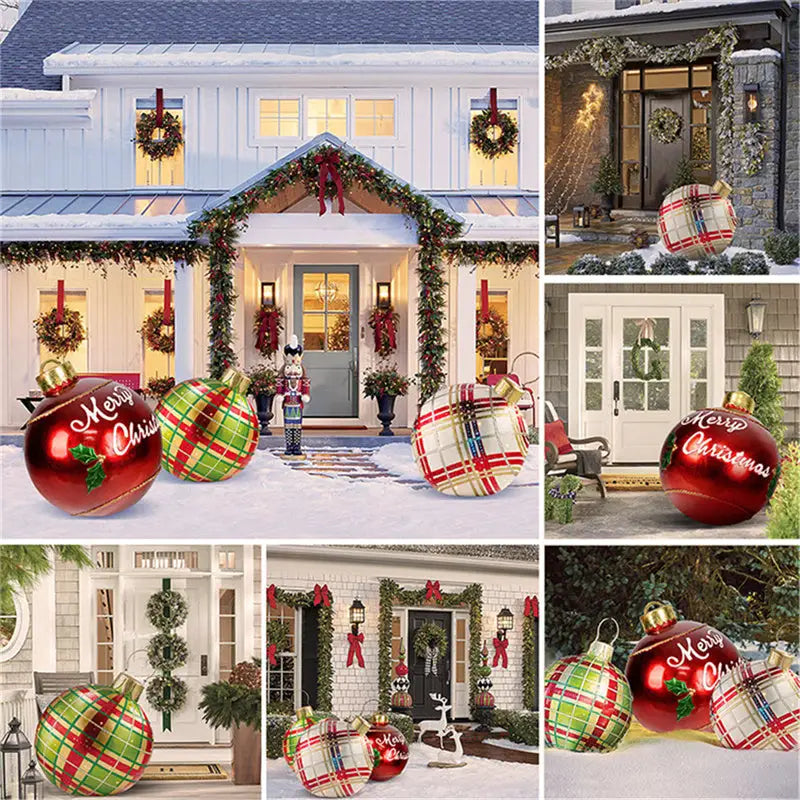 60CM Inflatable Christmas Ornament Ball – Outdoor PVC Decor - Home & Garden > Seasonal