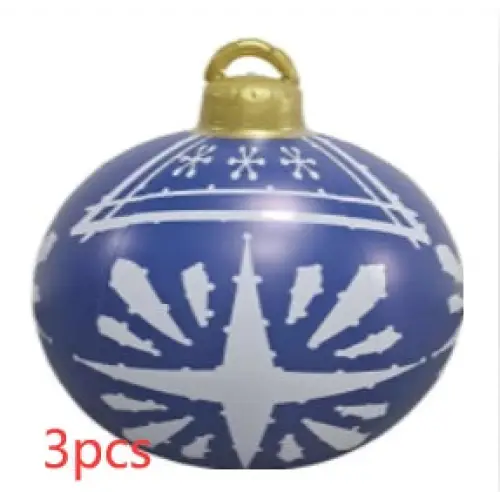 60CM Inflatable Christmas Ornament Ball – Outdoor PVC Decor - Blue / 3PCS / 60cm - Home &