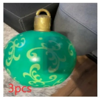 60CM Inflatable Christmas Ornament Ball – Outdoor PVC Decor - Green / 3PCS / 60cm - Home