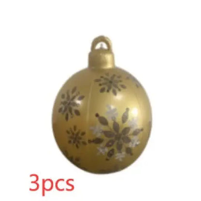 60CM Inflatable Christmas Ornament Ball – Outdoor PVC Decor - Hard yellow / 3PCS / 60cm
