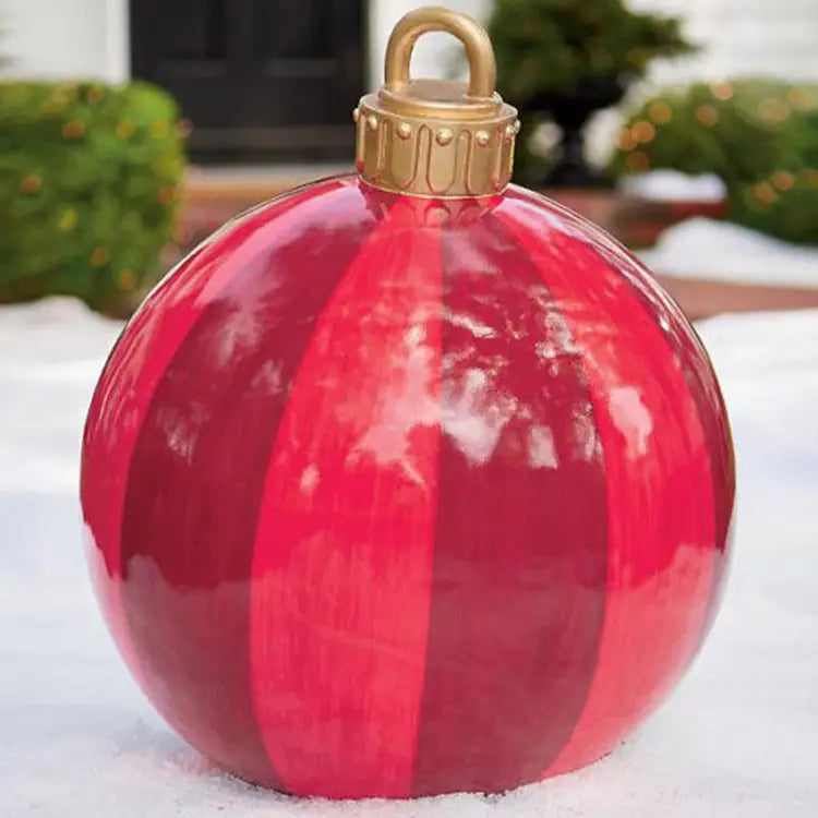60CM Inflatable Christmas Ornament Ball – Outdoor PVC Decor - Red stripes / 1PC / 60cm