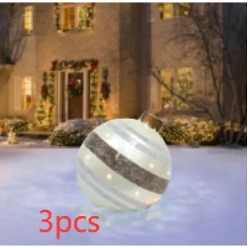 60CM Inflatable Christmas Ornament Ball – Outdoor PVC Decor - Striped cloth / 3PCS / 60cm