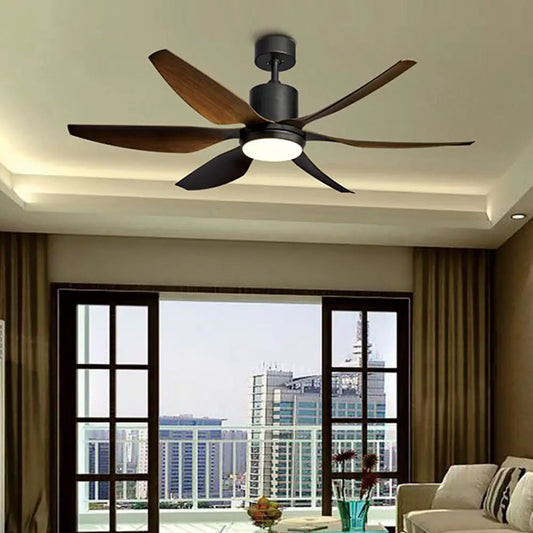 66 Inch Frequency Conversion Silent Ceiling Fan Lamp - Wood Grain / With Light - Lighting