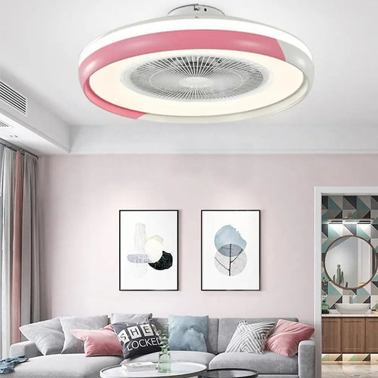 Circular Bladeless Ceiling Fan with Light and Remote - Pink Lighting > lights Fans