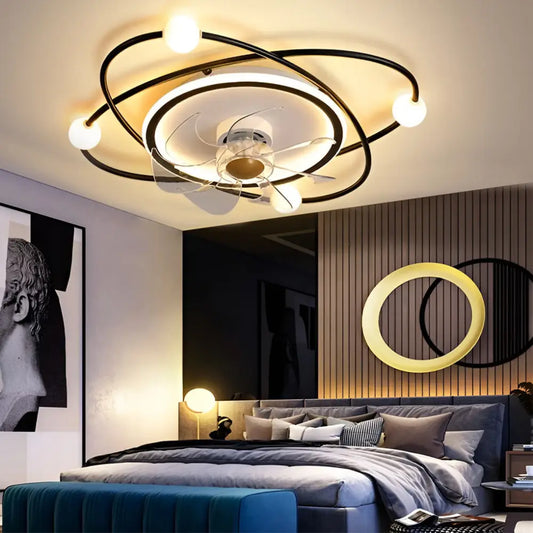 Creative Intelligent Mute LED Nordic Ceiling Fan Light - Black Lighting > lights Fans