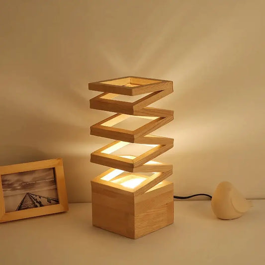 Creative LED Wood Vase Table Lamp for Living Bedroom