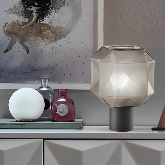 Cubo Table Lamp with Smoke Gray Glass Shade - Black - Lighting > & Floor Lamps lamps