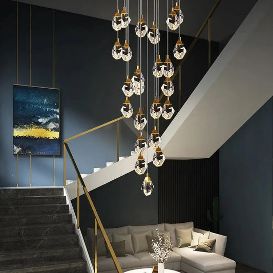 Diamond Crystal Ball Chandelier for Staircase Living Room