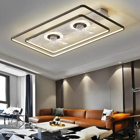 Dual Fan Nordic Bladeless Ceiling LED Light - 41’’x27’’x5’’/104.14cm x