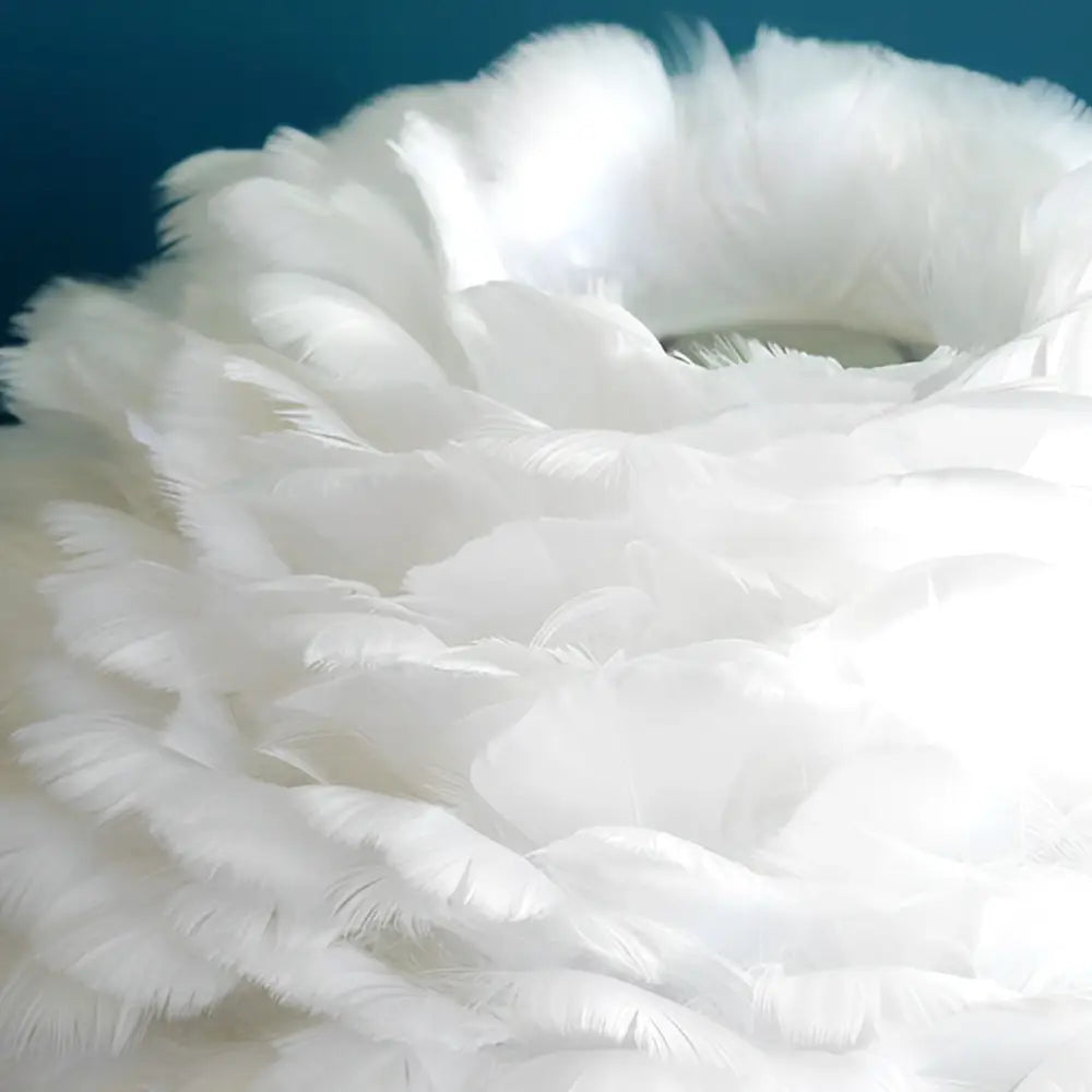 Fluffy Goose Feather Table Lamp With Crystal Tassels - Lighting > & Floor Lamps Desk lamps