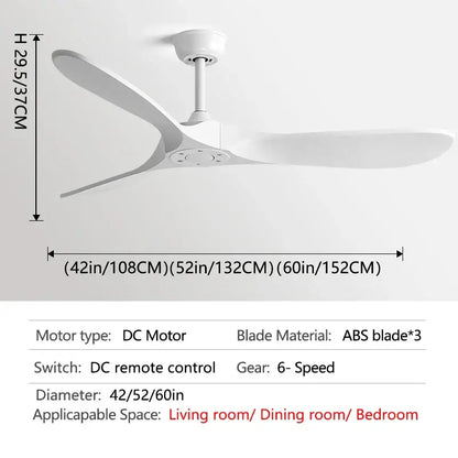 Industrial Vintage Ceiling Fan with Remote Control Pure white / 36inch / DC double
