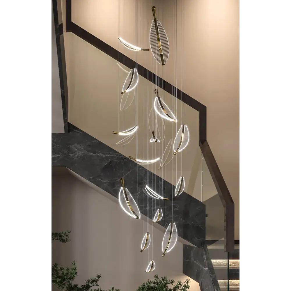 Large Crystal Staircase Creative Feather Chandelier - Home & Garden > Lighting Fixtures