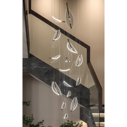 Large Crystal Staircase Creative Feather Chandelier - Home & Garden > Lighting Fixtures