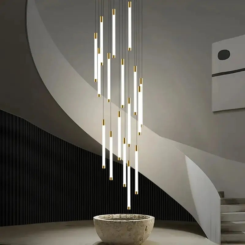 Long Led Strip Spiral Chandelier for Staircase,Lobby,Foyer