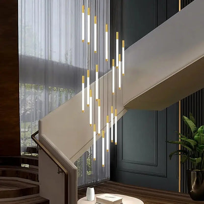 Long Led Strip Spiral Chandelier for Staircase,Lobby,Foyer