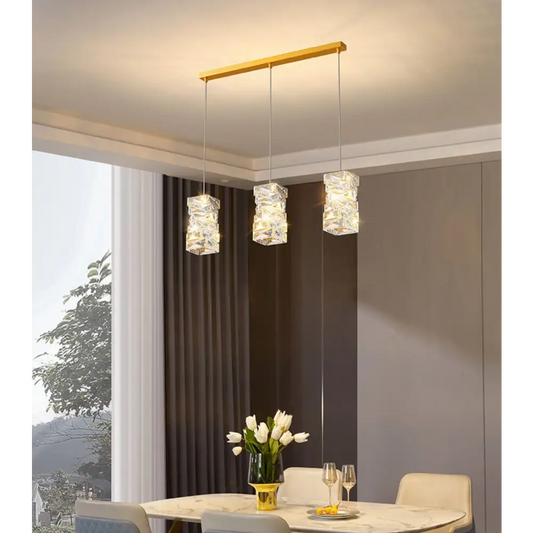 Luxury Art Deco Copper Crystal Pendant Light for Dining - Lighting