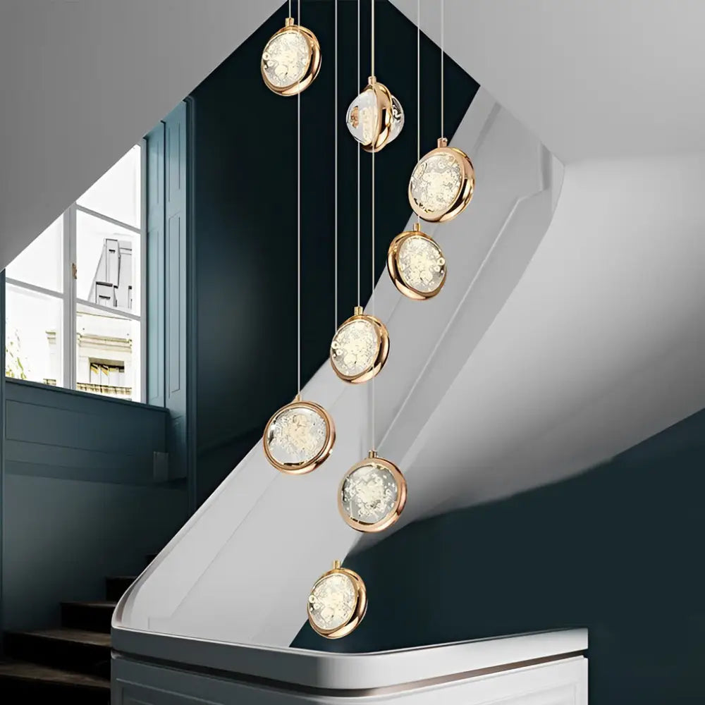 Luxury Bubbles Crystal Shade Staircase Chandelier - 8-Light Lighting > Ceiling lights