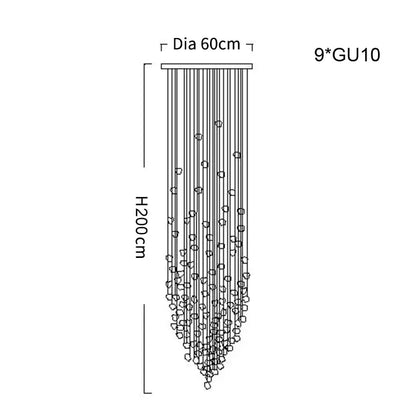 Luxury Clear Stone Crystal Chandelier for Staircase Hallway - Dia60xH200cm / NON dimm