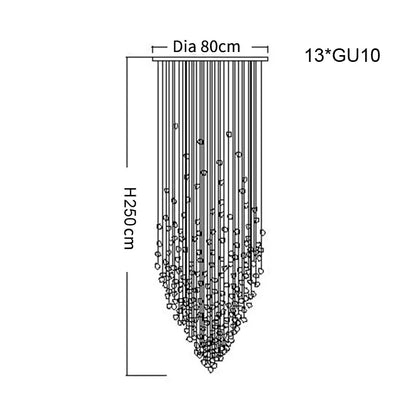 Luxury Clear Stone Crystal Chandelier for Staircase Hallway - Dia80xH250cm / NON dimm