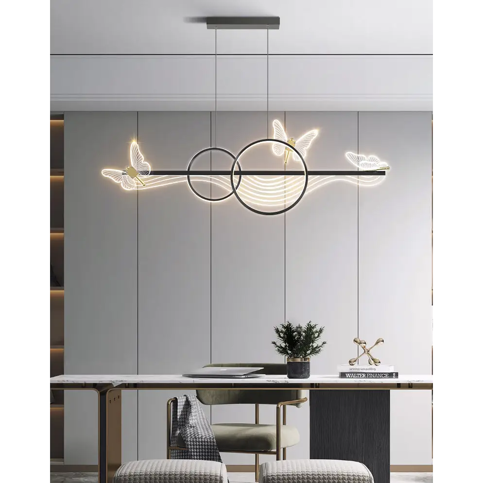 Luxury Creative Butterfly Pendant for Dining Kitchen Living - Black / Cool Light - Home &