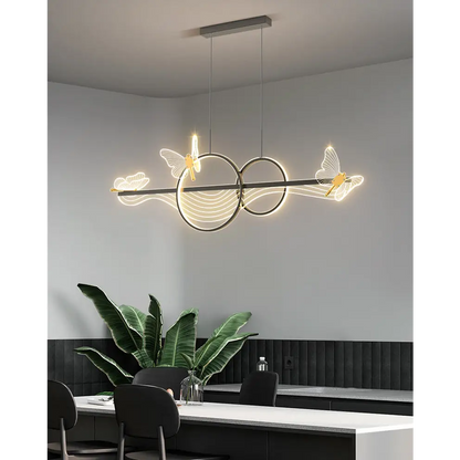 Luxury Creative Butterfly Pendant for Dining Kitchen Living - Black / Warm Light - Home &