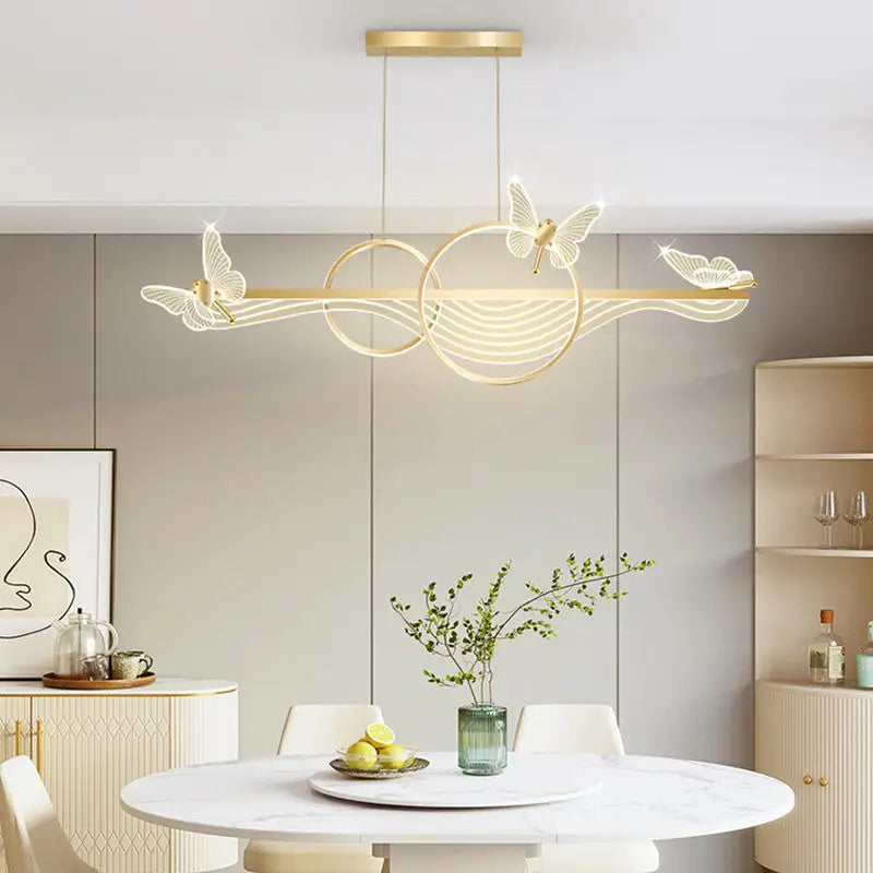 Luxury Creative Butterfly Pendant for Dining Kitchen Living - Gold / Cool Light - Home &