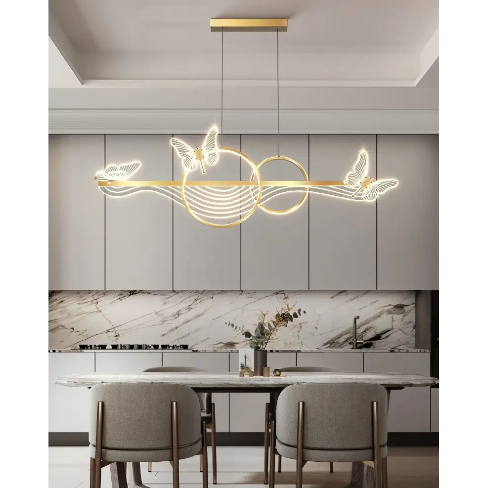 Luxury Creative Butterfly Pendant for Dining Kitchen Living - Gold / Warm Light - Home &