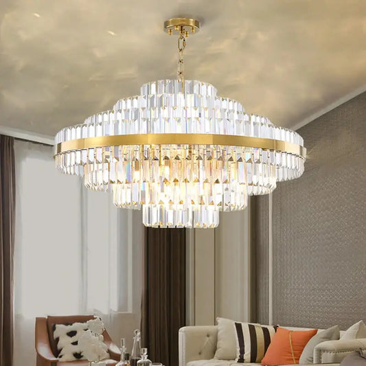 Luxury Hanging Gold Crystal Chandelier for Living Bedroom