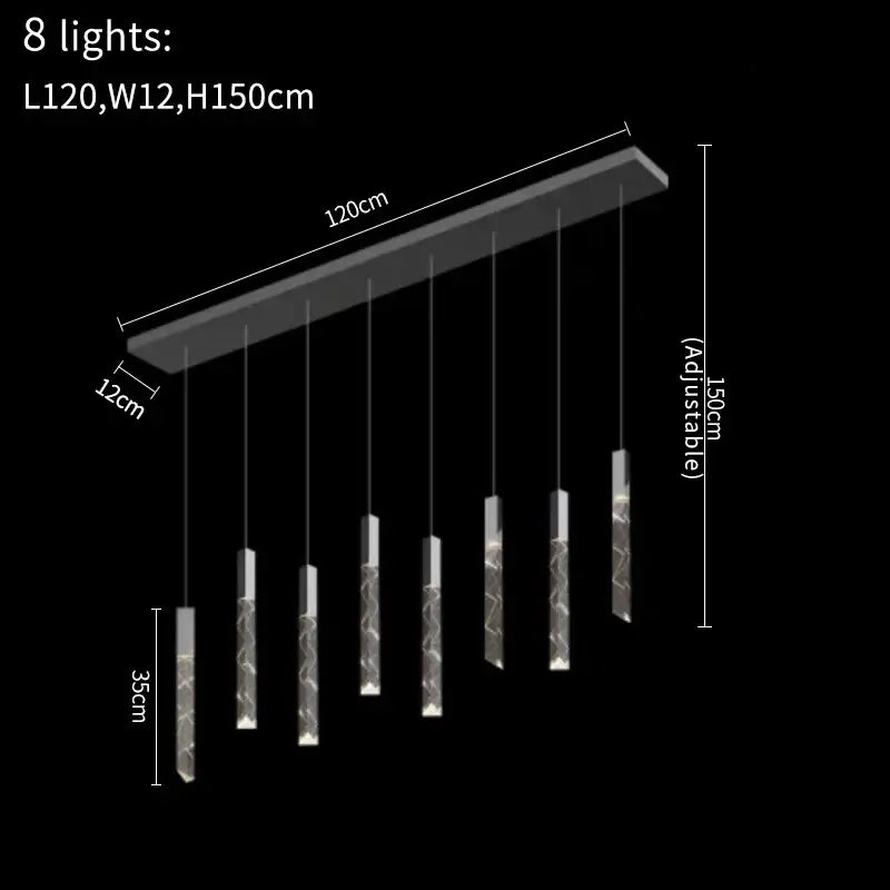 Luxury Hanging Long - Led Staircase Chandelier for Living Hall - Rectangle 8 lights