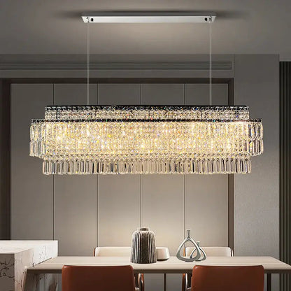 Luxury Hanging Rectangle Crystal Chandelier for Kitchen Dining