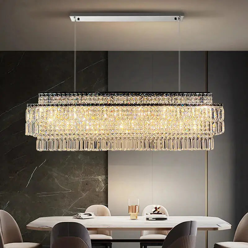 Luxury Hanging Rectangle Crystal Chandelier for Kitchen Dining