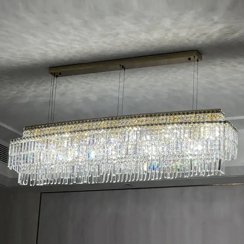 Luxury Hanging Rectangle Crystal Chandelier for Kitchen Dining