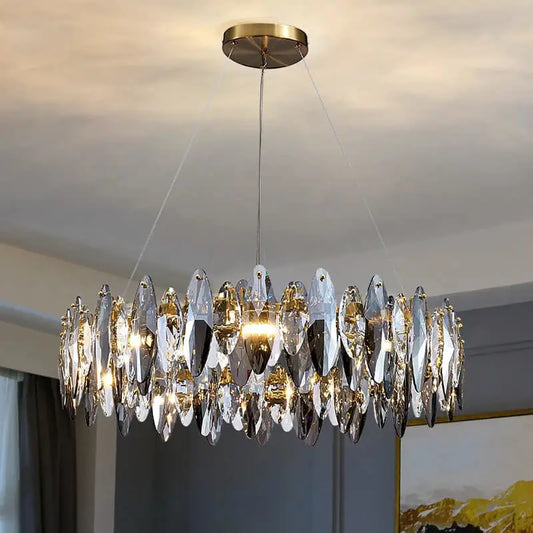 Luxury Hanging Wave Round Crystal Chandelier for Living