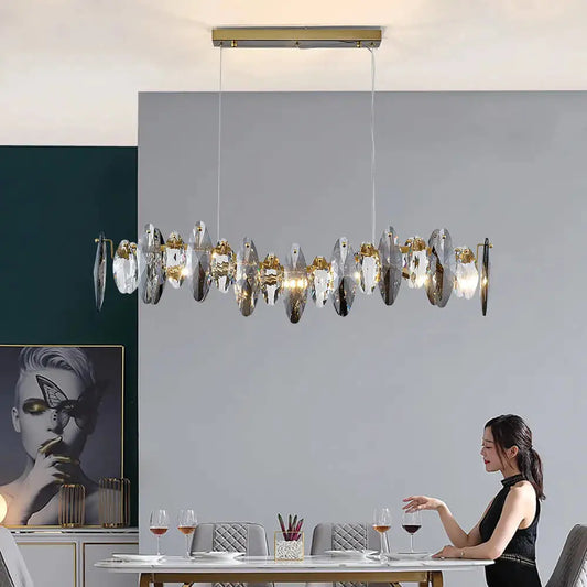 Luxury Large Hanging Wave Crystal Chandelier for Dining Kitchen