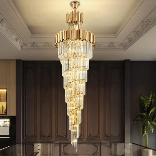 Luxury Long Hanging Crystal Chandelier for Staircase Lobby Dining - Dia50 H150cm / NON